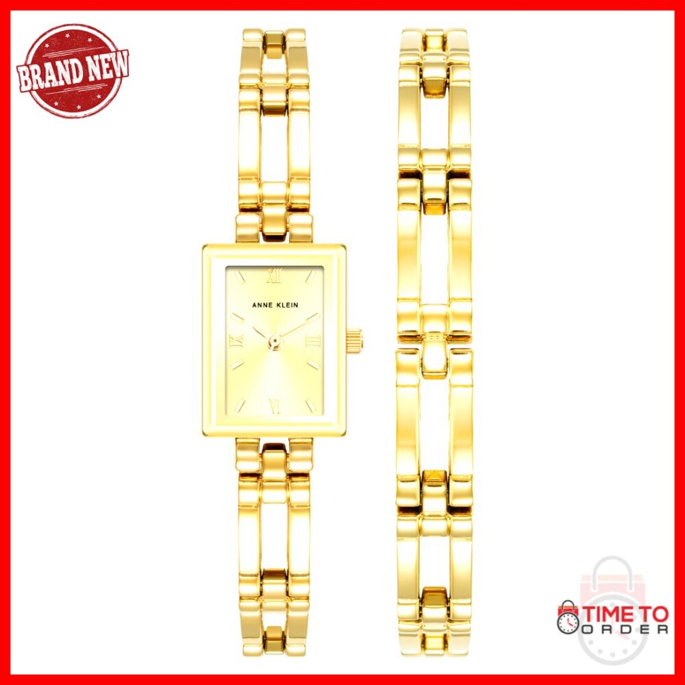 Gold-Tone Rectangular Watch Elegant Minimal Chic … - image 1